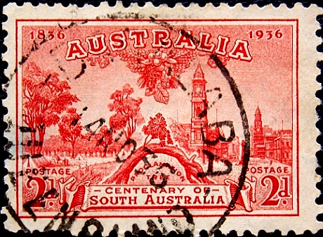 Австралия 1936 год . Дерево провозглашения и место Аделаиды, 1836 год . Каталог 0,50 €  (2)